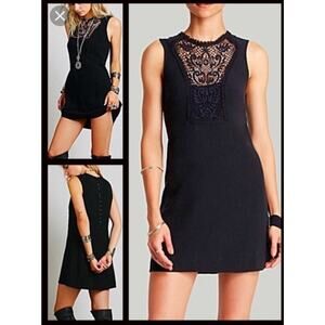 Free People Dress Women's Sz XS Maribelle Mini Cotton Lined Button Back Crochet